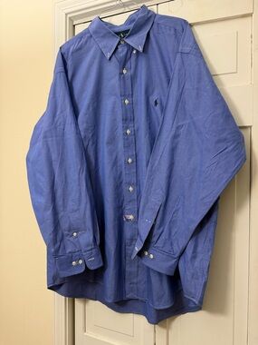 Ralph Lauren Yarmouth Long Sleeve Blue Button Up Shirt Men's Size 18 34/35